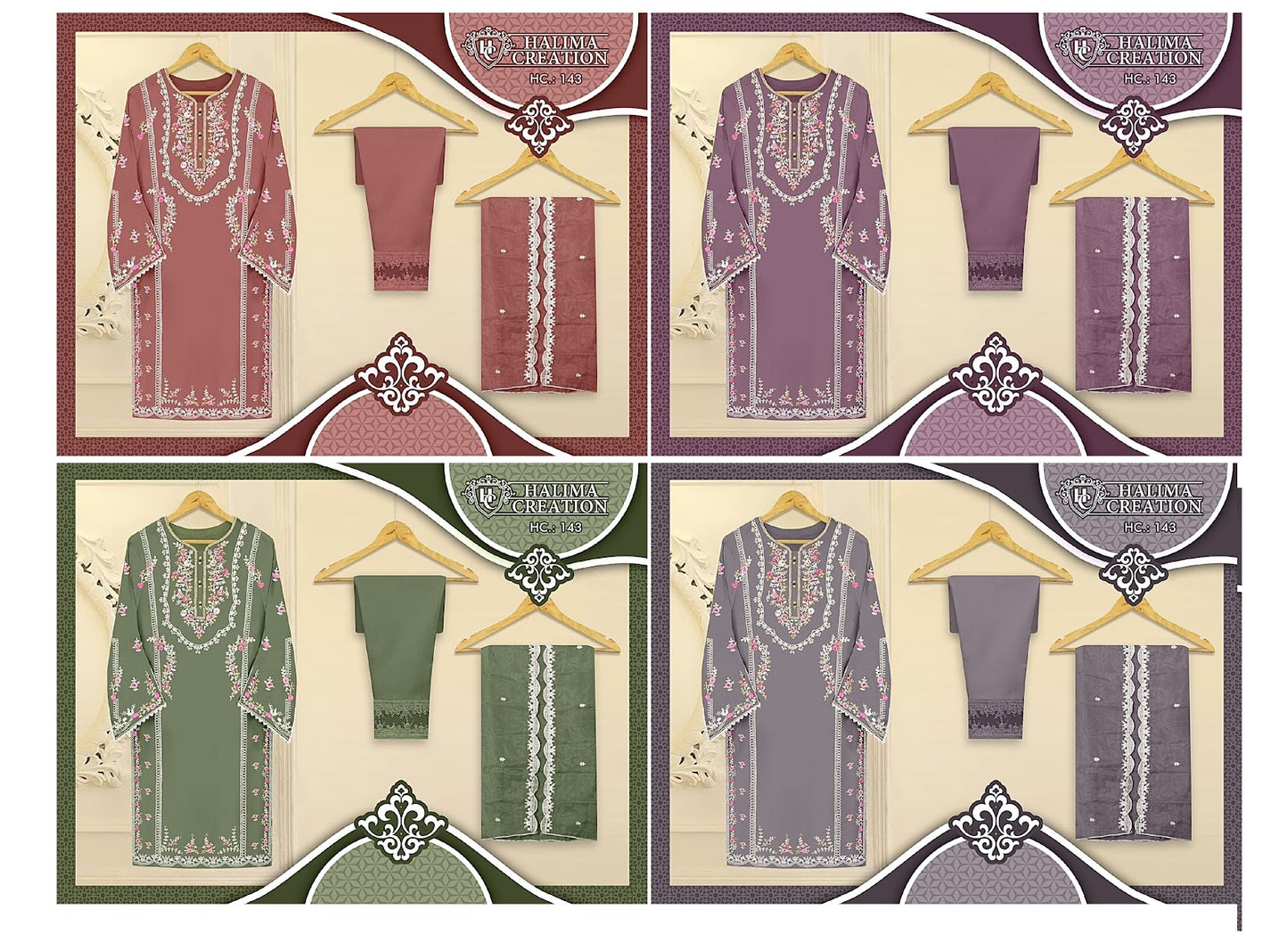 143 Halima Creation Silk Pakistani Readymade Suits