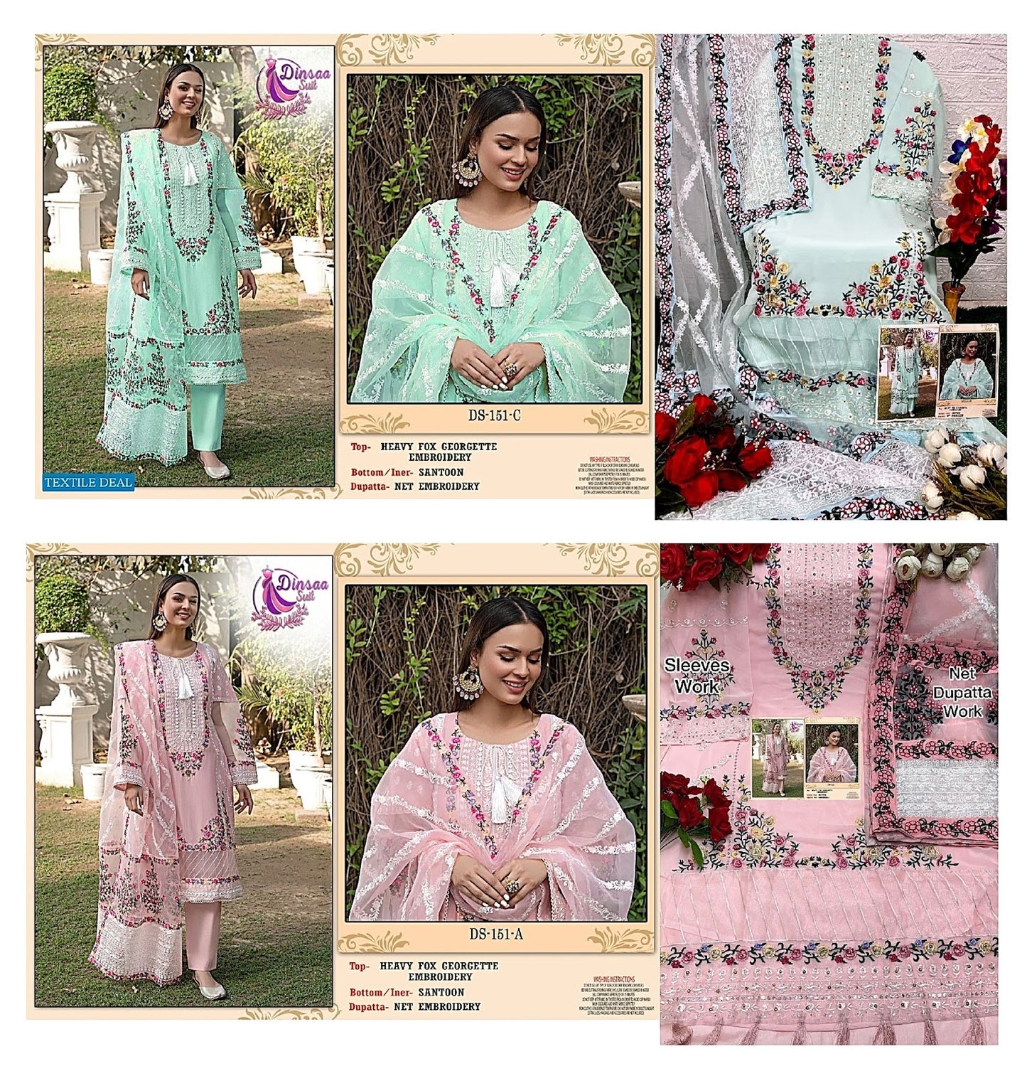 151-Ac Dinsaa Suit Georgette Pakistani Salwar Suits