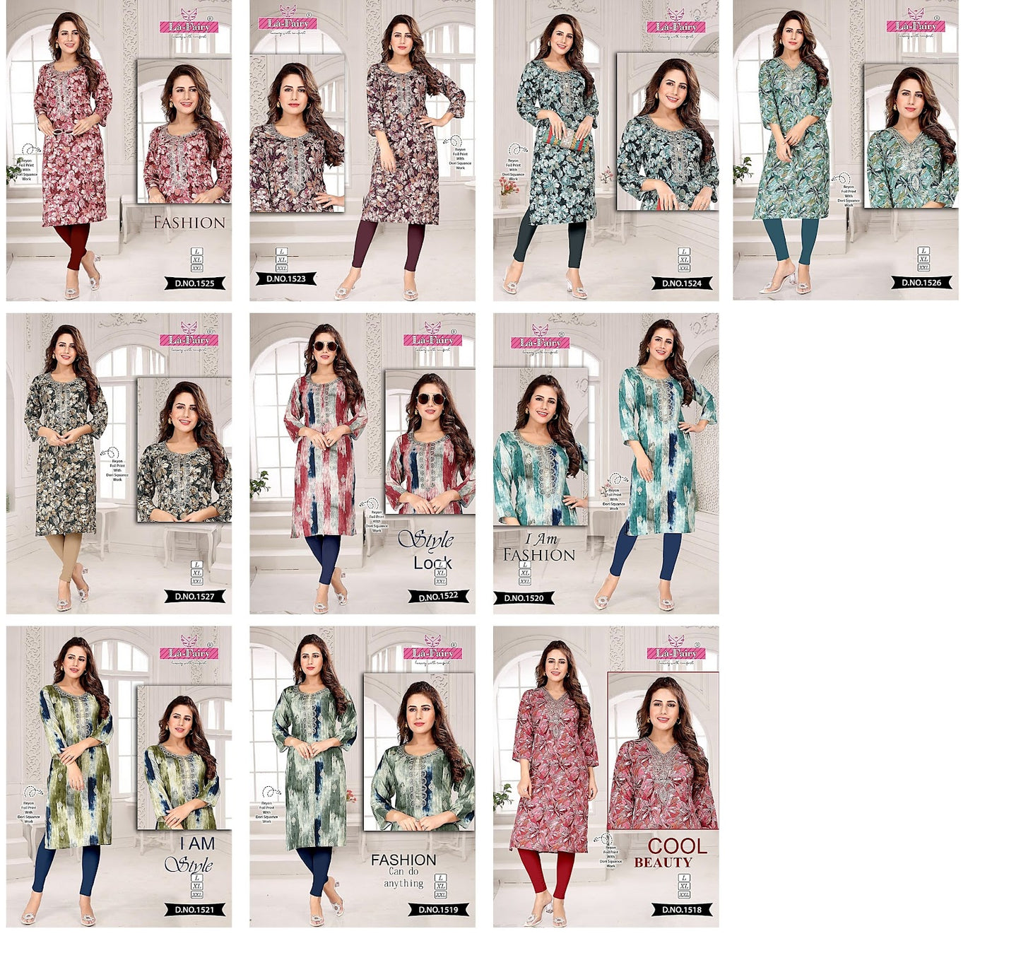 1518 To 1527 La Fairy Rayon Knee Length Kurtis