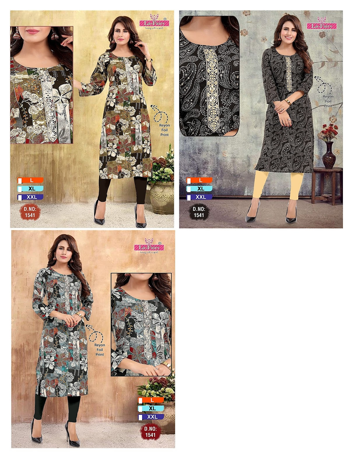 1541 La Fairy Rayon Knee Length Kurtis