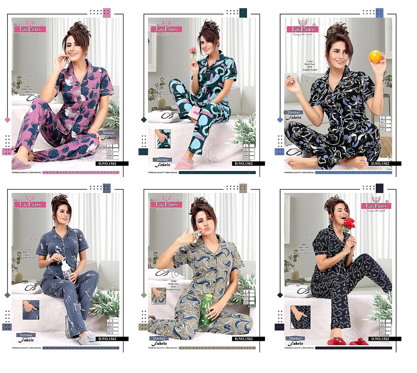 1562 La Fairy Sinker Collar Night Suits