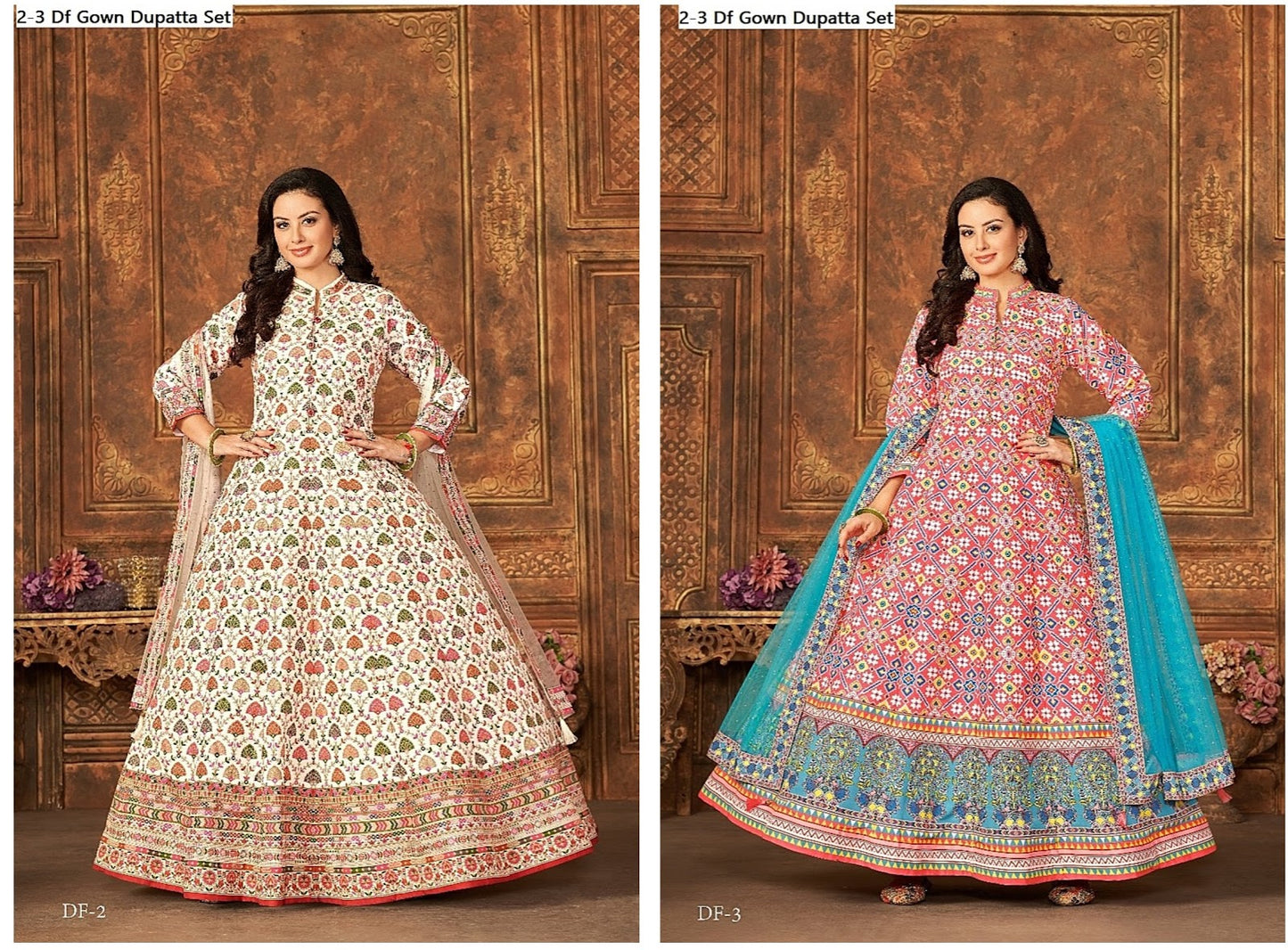 2-3 Df Art Silk Gown Dupatta Set