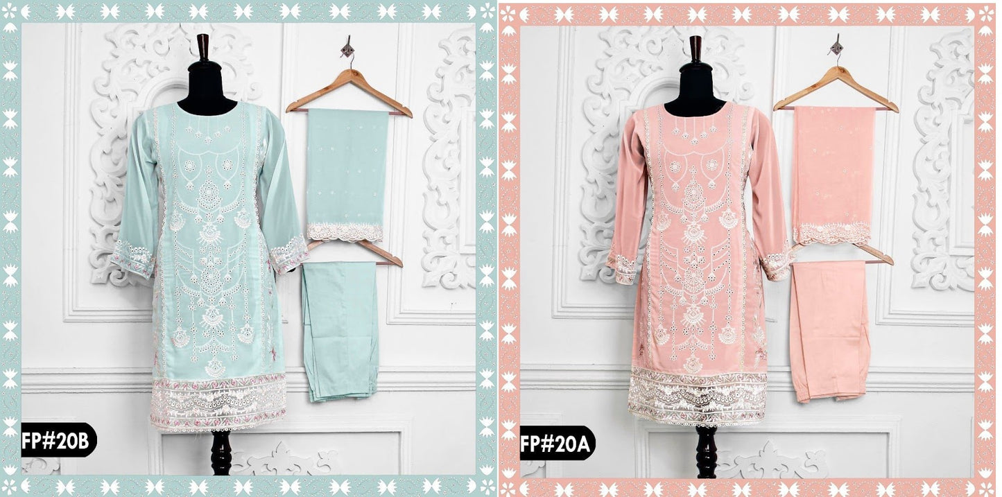 20 Farwah Georgette Pakistani Readymade Suits