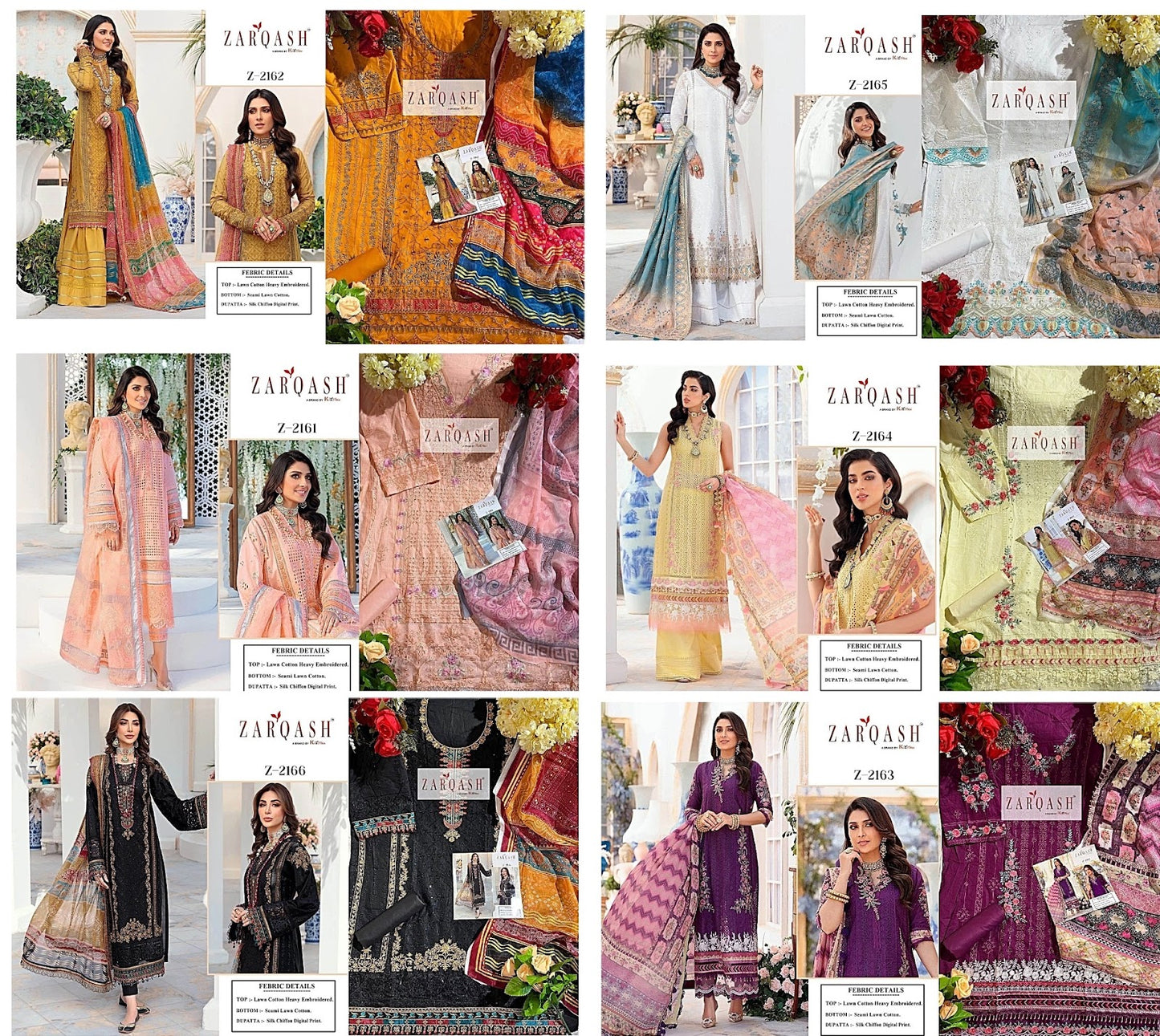2161-2166 Zarqash Cotton Pakistani Salwar Suits