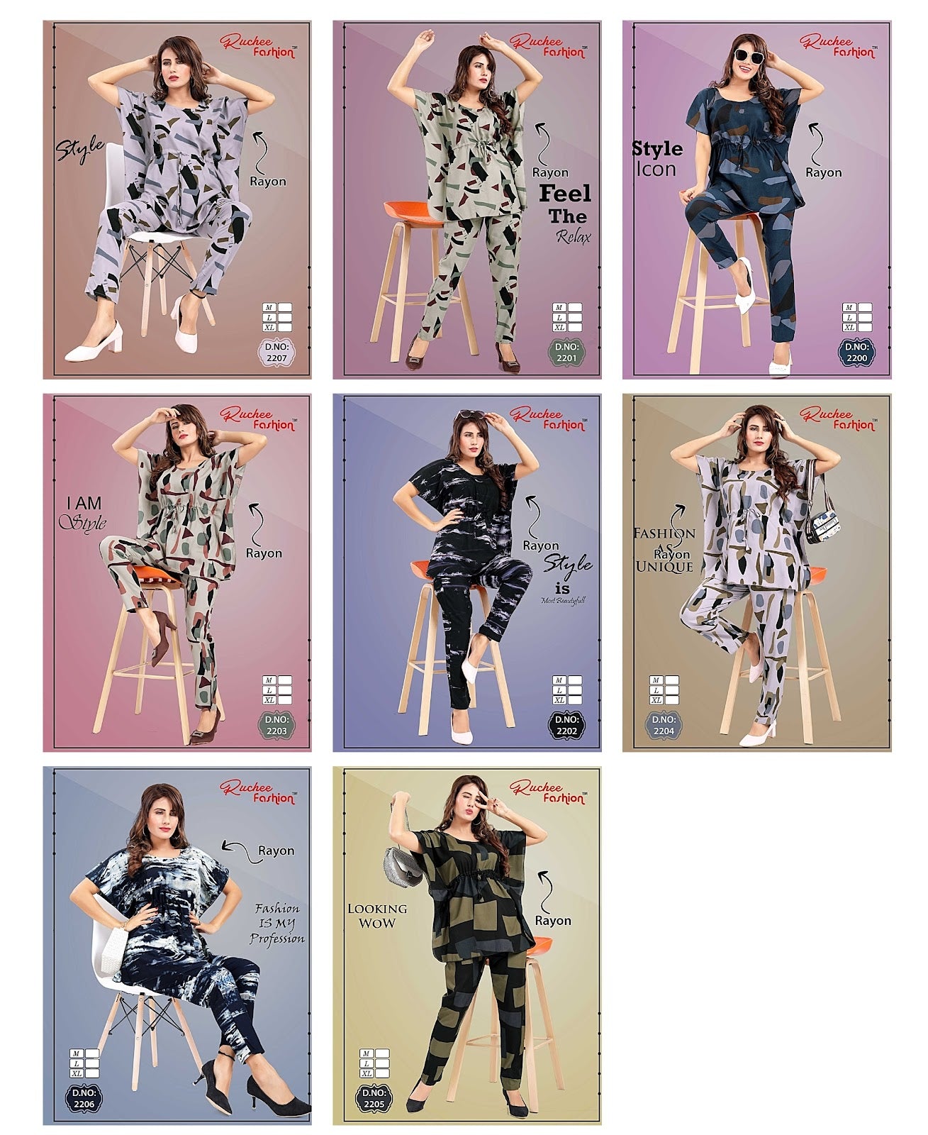 2200-2207 Ruchee Fashion Rayon Kaftan Pant Set