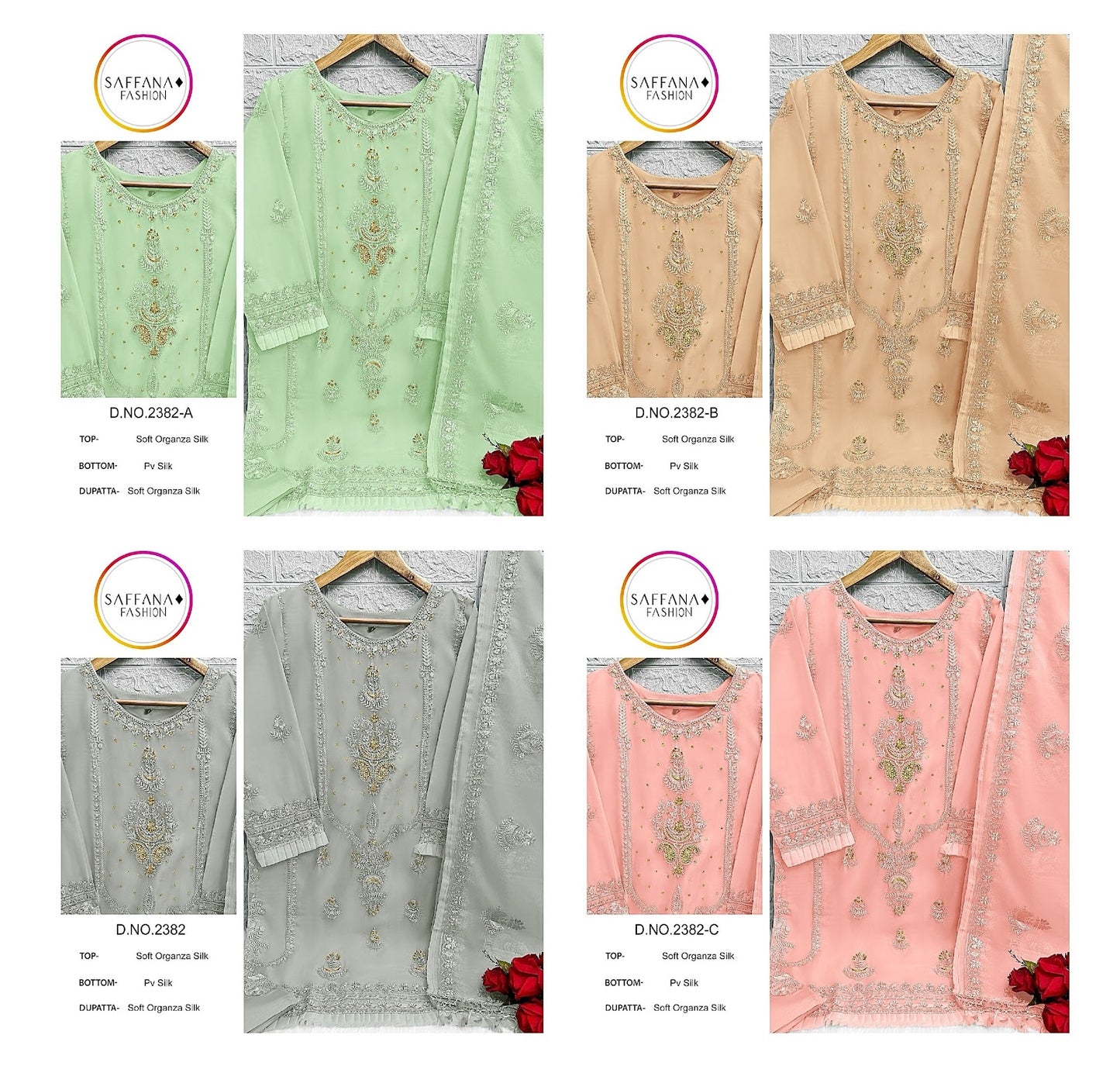 2382 Saffana Organza Silk Pakistani Readymade Suits
