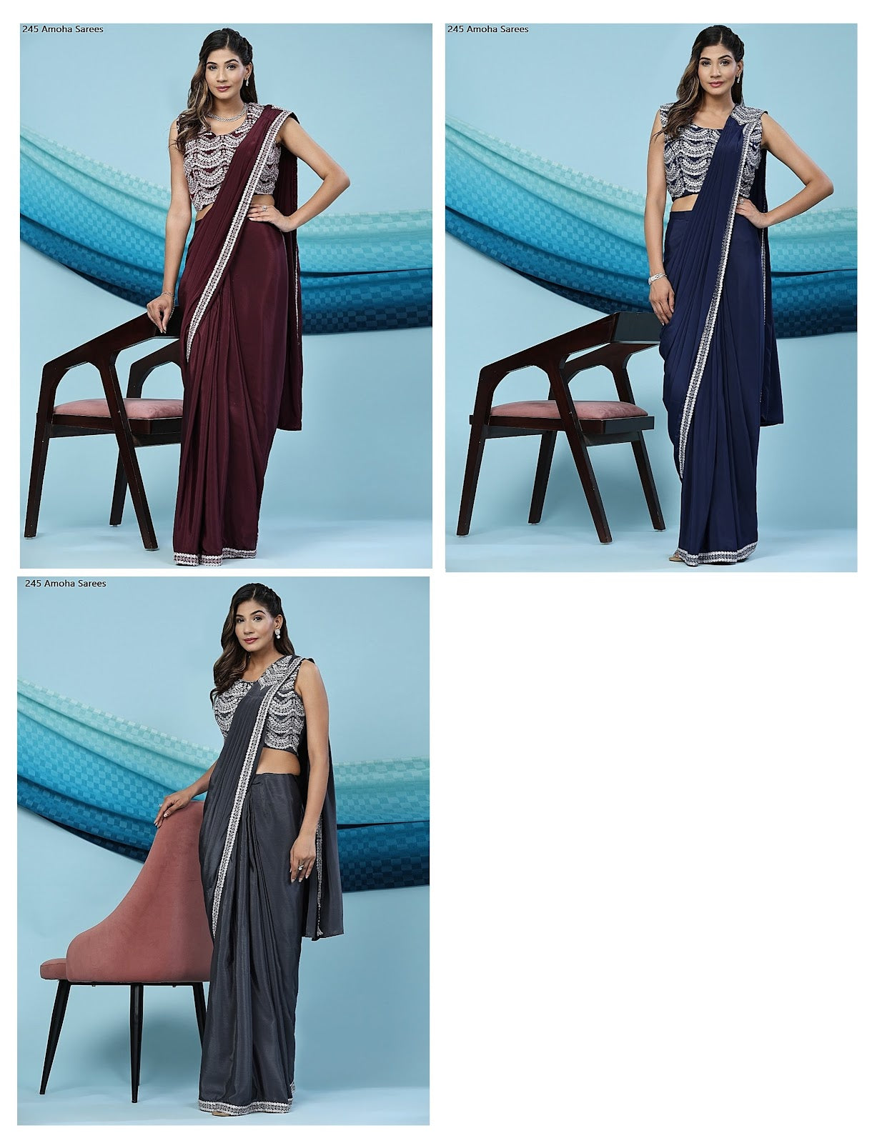 245 Amoha Silk Satin Sarees