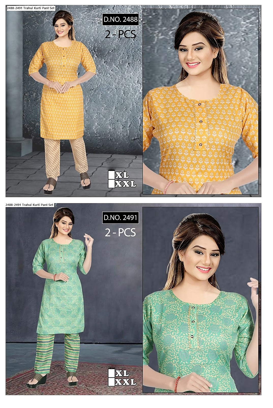 2488-2491 Trahul Magic Kurti Pant Set