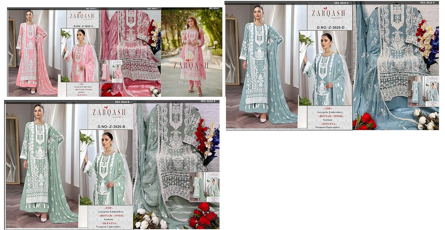 3026 Colors Zarqash Georgette Pakistani Salwar Suits