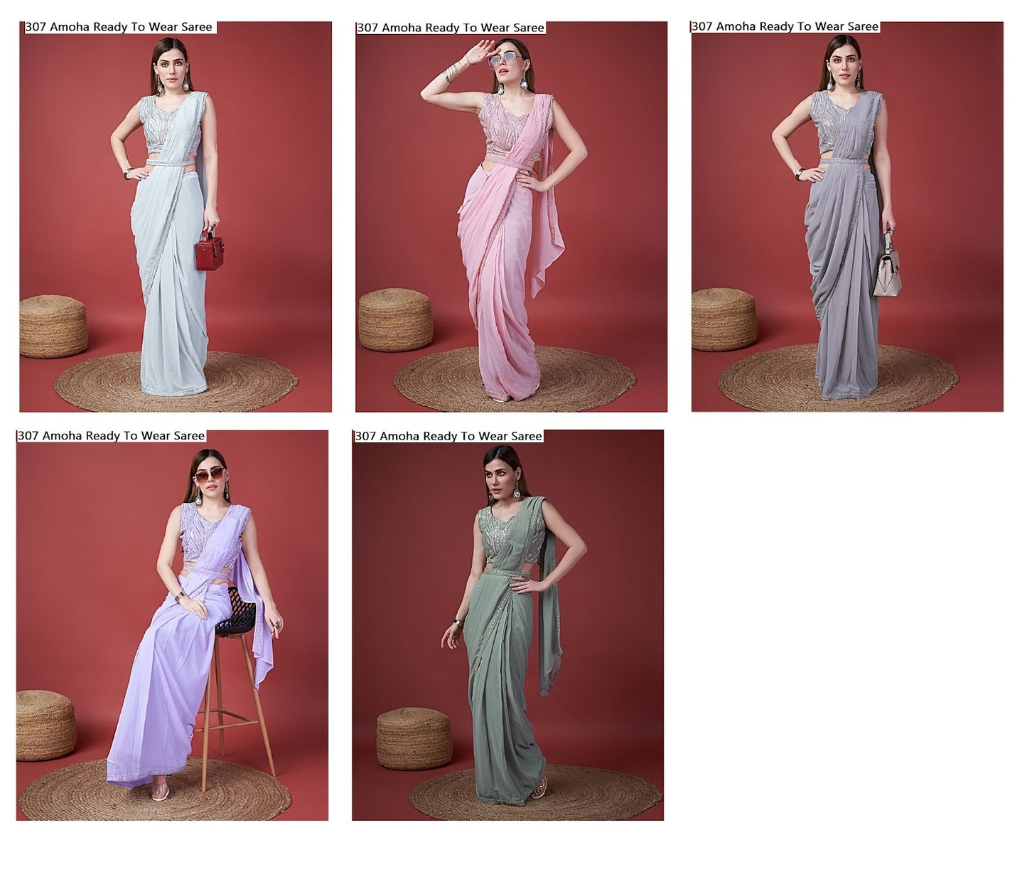 307 Amoha Georgette Ready To Wear Saree