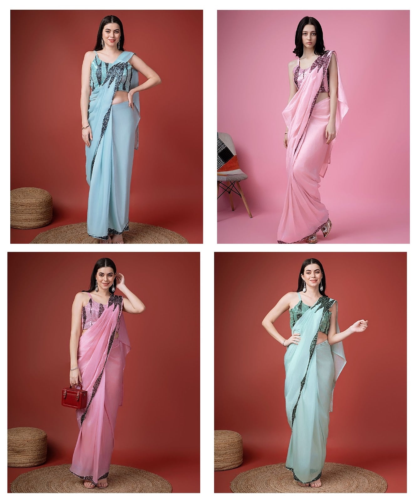 313 Amoha Silk Satin Sarees