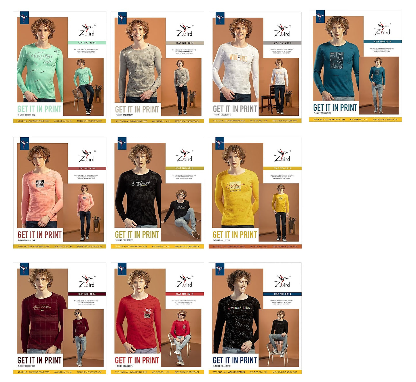3214 Z Bird Aop Mens Tshirts