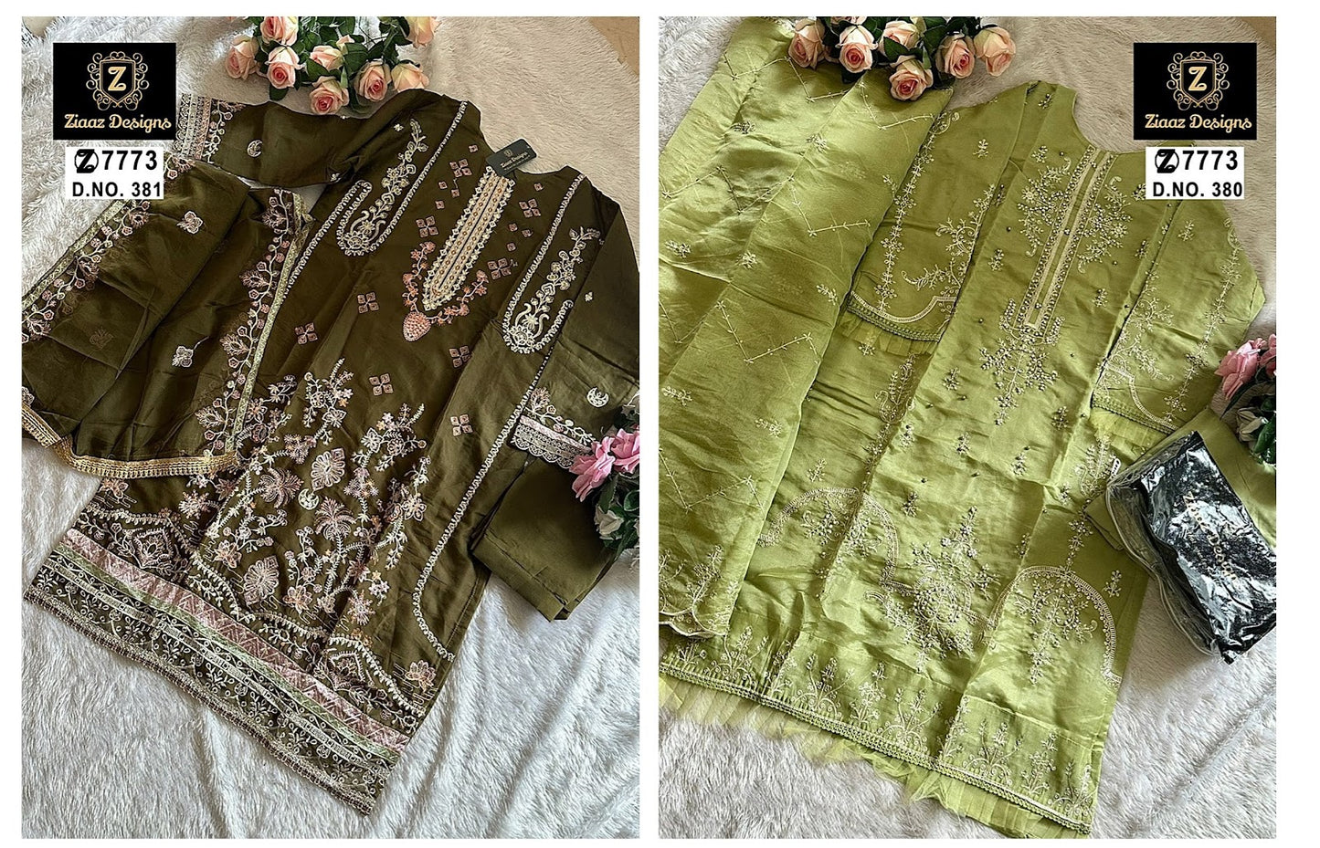 380-381 Ziaaz Designs Organza Pakistani Salwar Suits