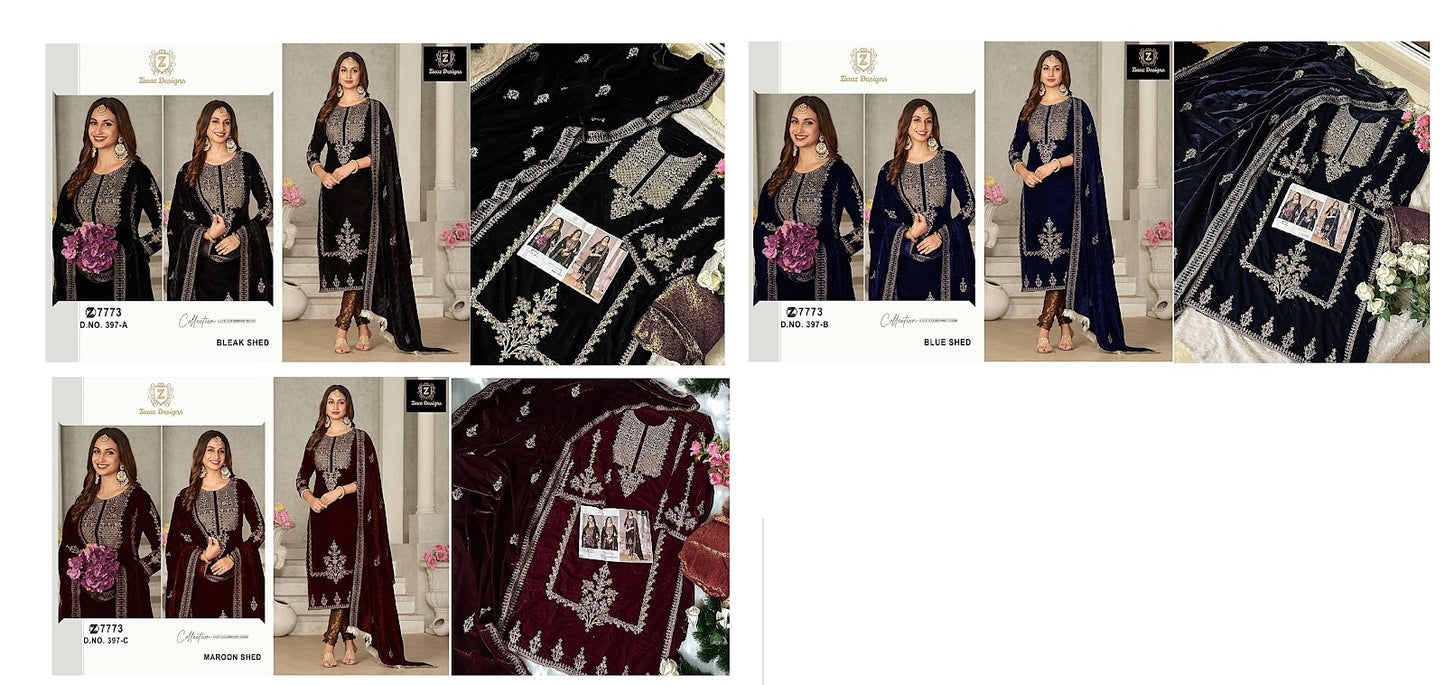 397 Ziaaz Designs Velvet Suits
