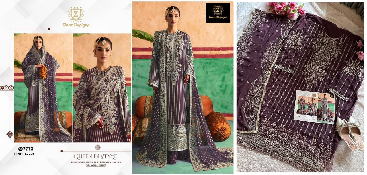 422 Ziaaz Designs Georgette Pakistani Salwar Suits
