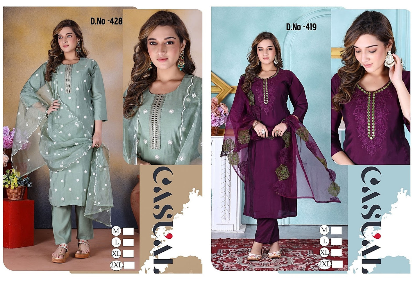 428-419 Ladli Roman Readymade Pant Style Suits