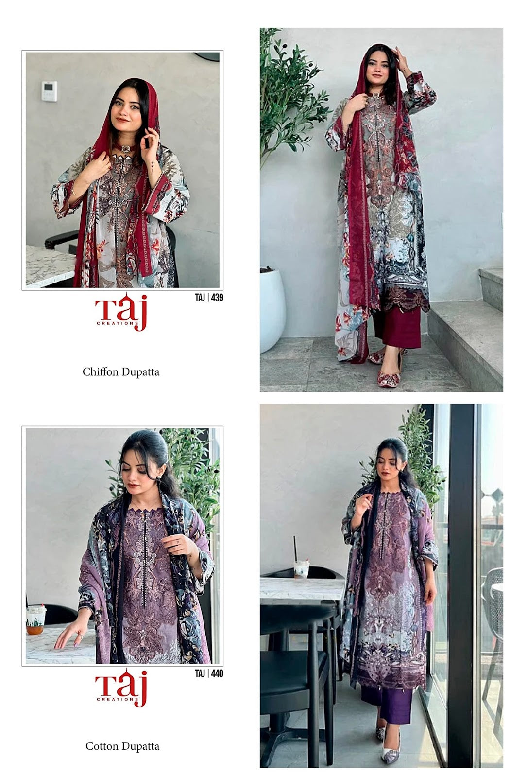 439-440 Taj Creations Cotton Pakistani Salwar Suits