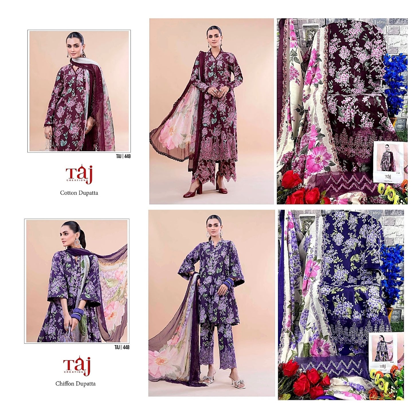 448-449 Taj Creations Cotton Pakistani Salwar Suits