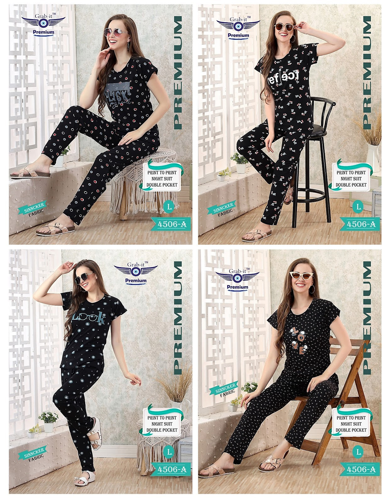 4506 A Grab It Sincker Pyjama Night Suits