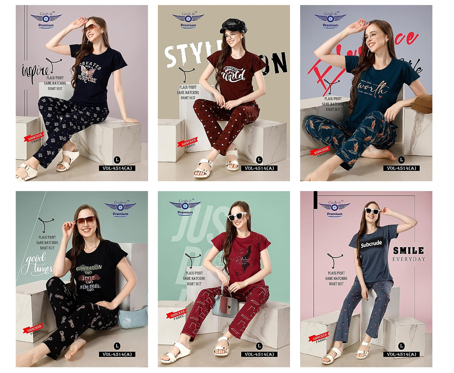 4514 A Grab It Sinker Pyjama Night Suits