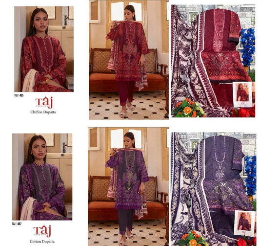 485-487 Taj Creations Pure Cotton Pakistani Salwar Suits
