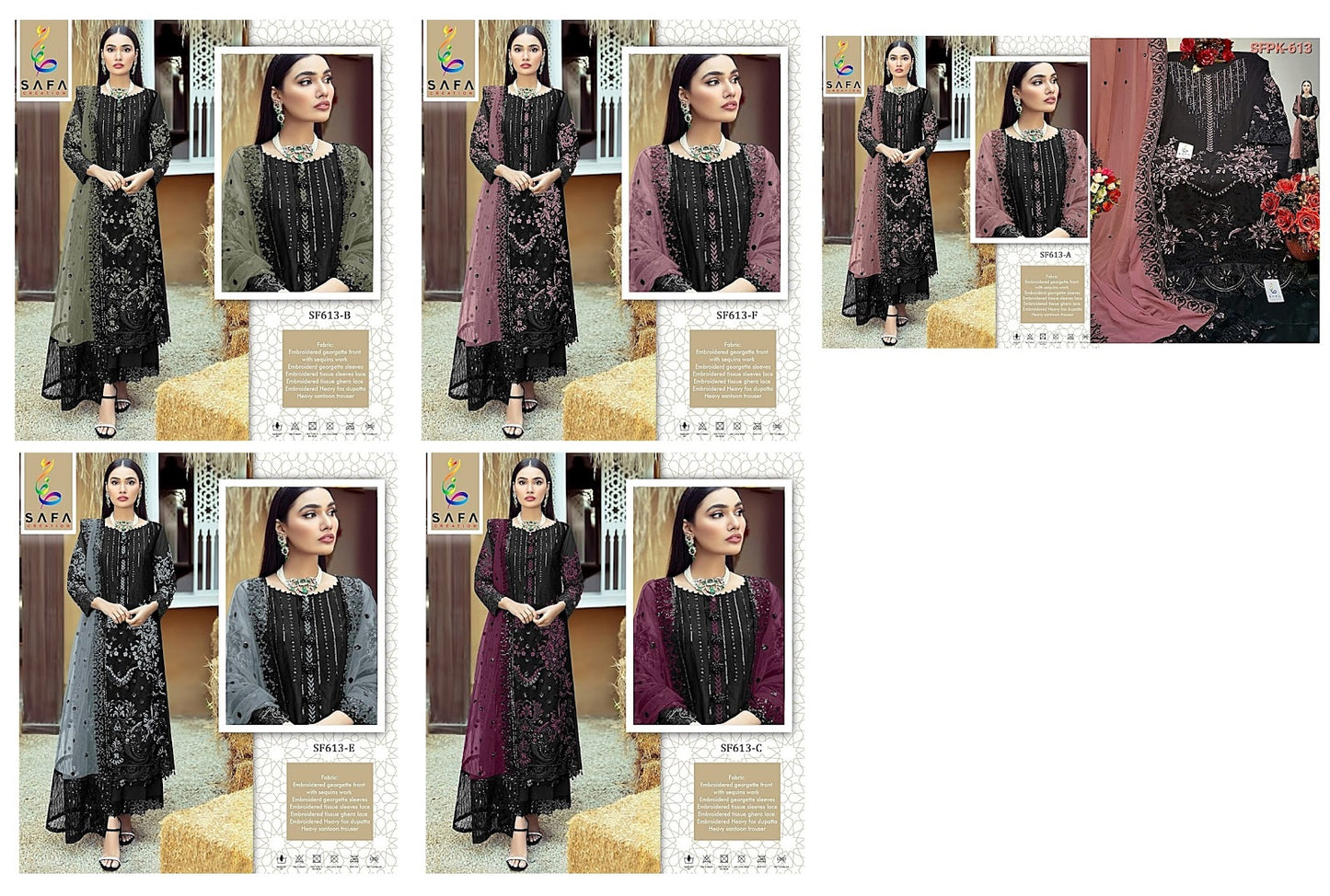 613 Safa Creation Georgette Pakistani Salwar Suits