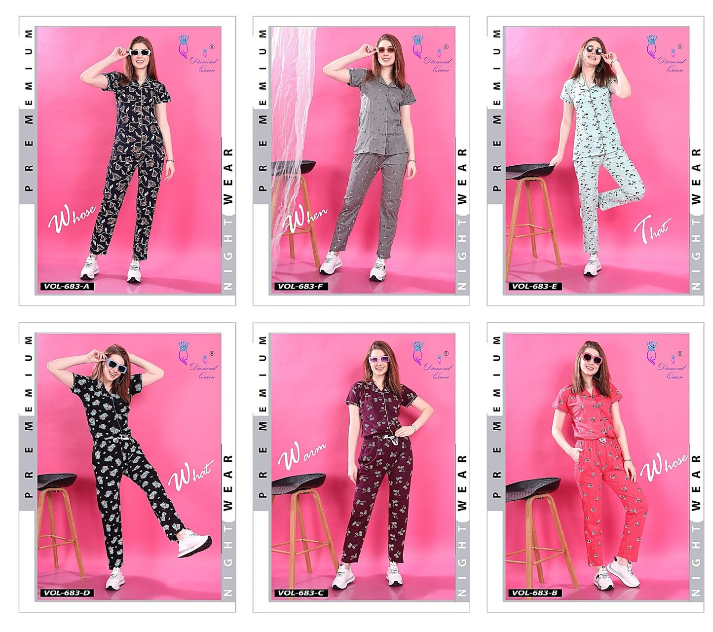 683 Diamond Queen Sinker Collar Night Suits