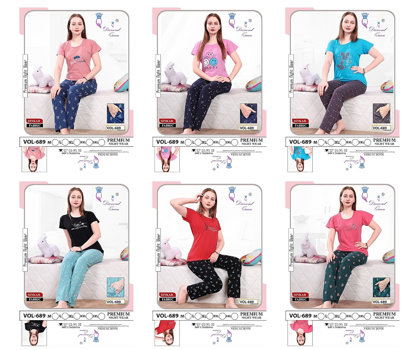 689 Diamond Queen Sinker Pyjama Night Suits