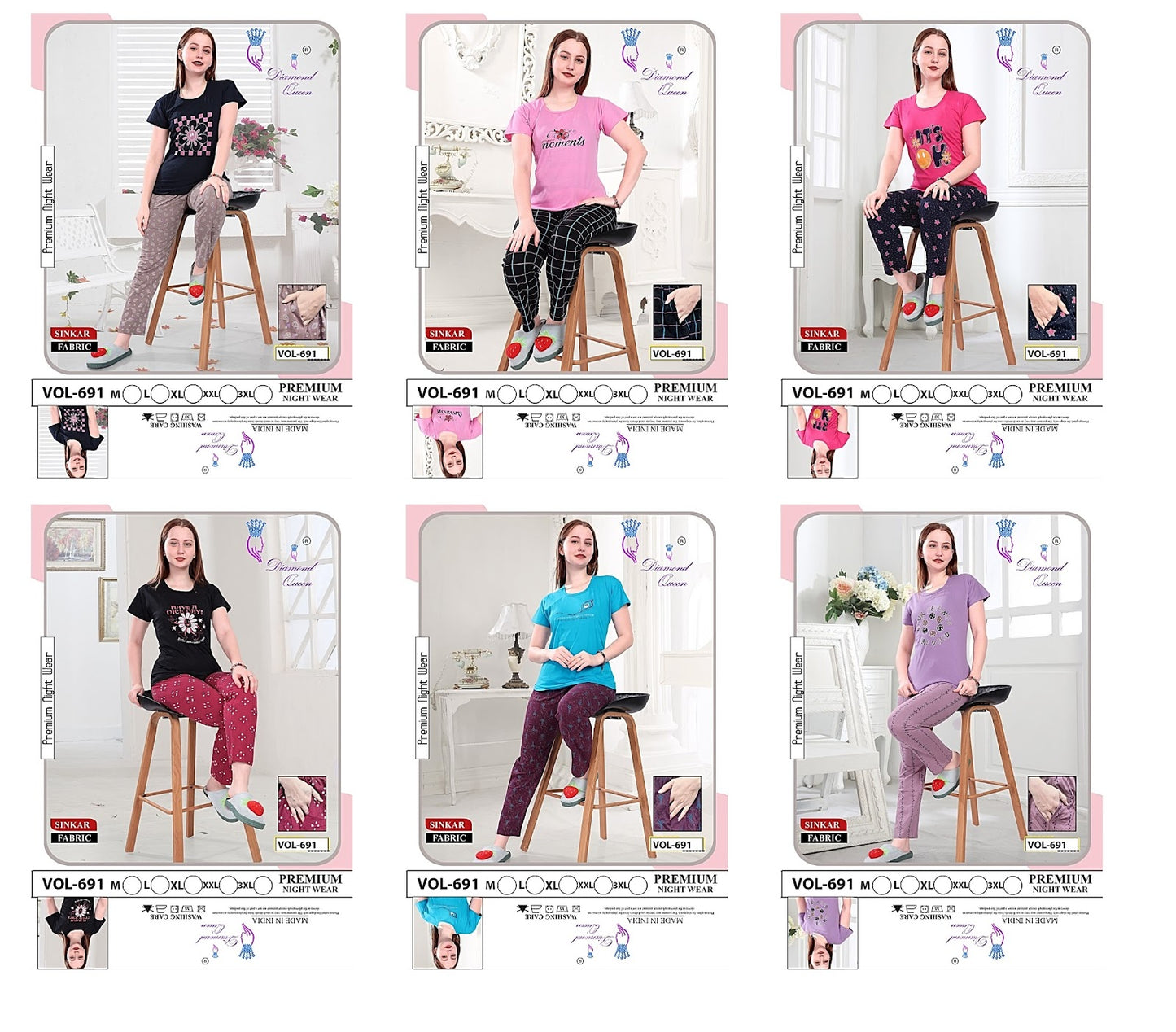 691 Diamond Queen Sinker Pyjama Night Suits