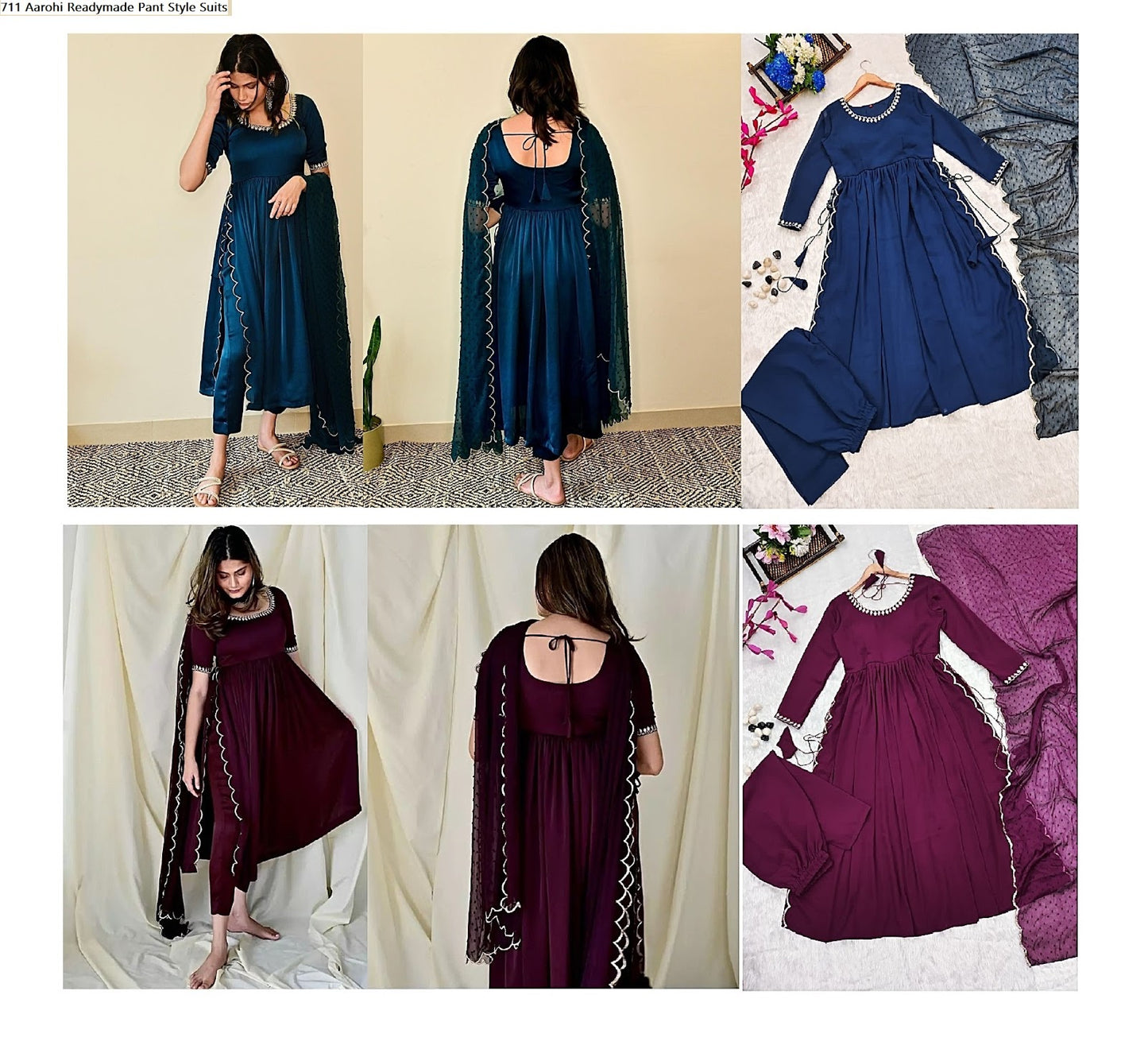 711 Aarohi Chiffon Readymade Pant Style Suits