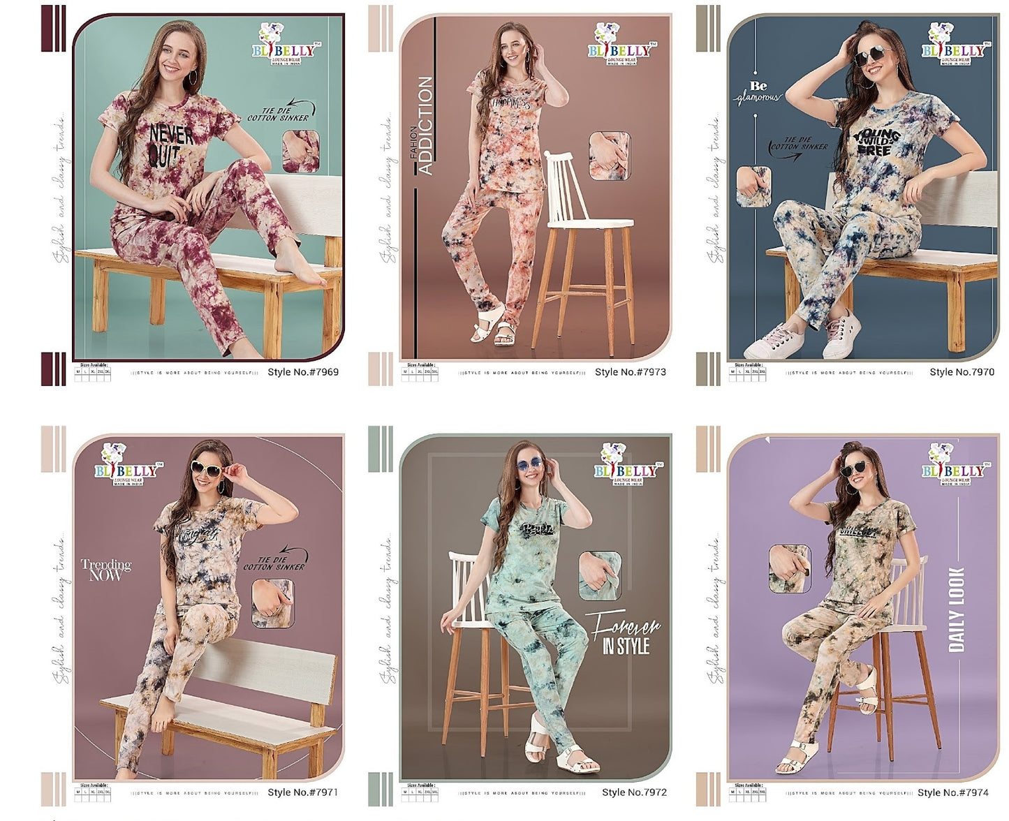 7971812 Belly Tie Dye Pyjama Night Suits