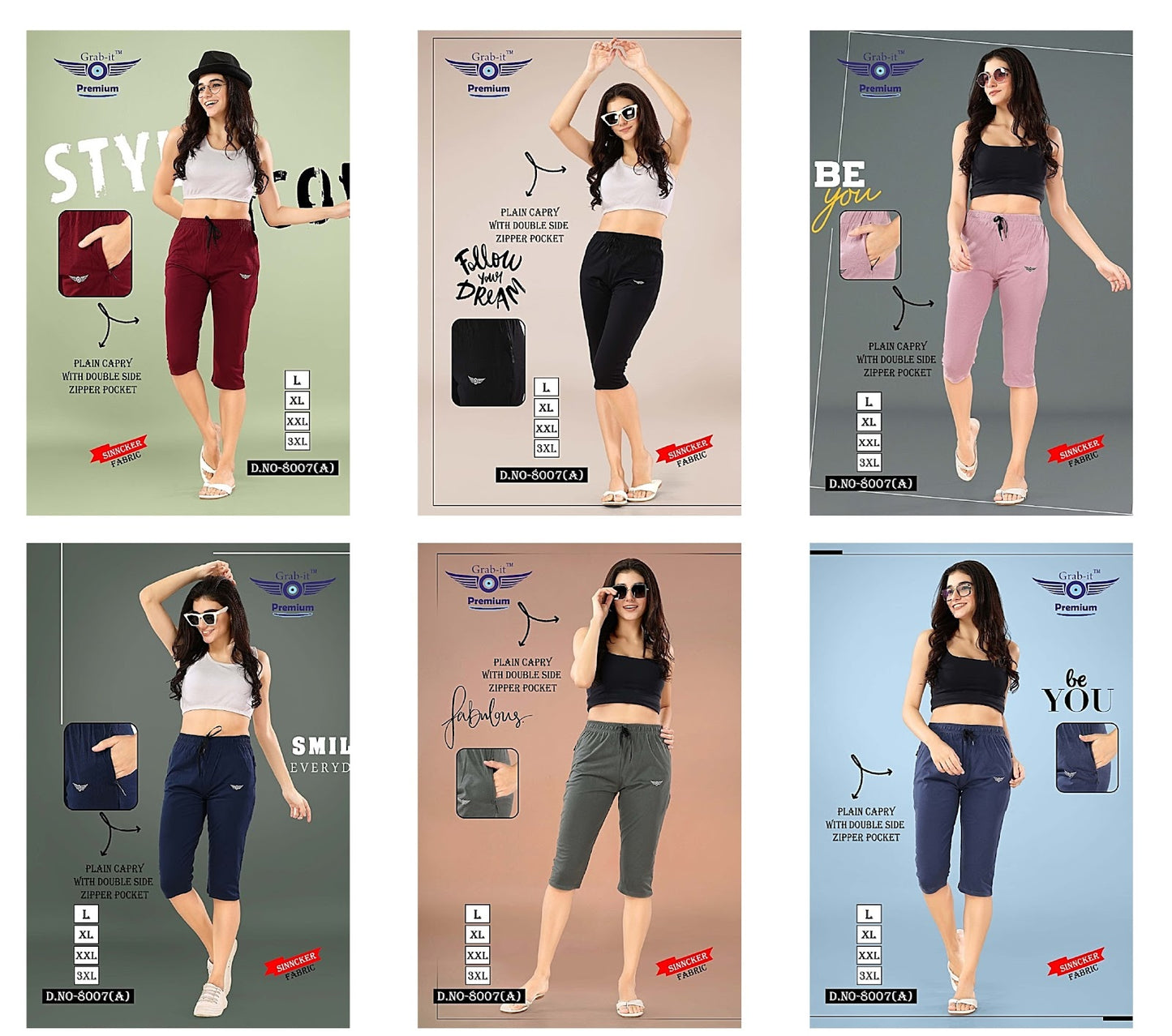 8007 A Grab It Sinker Womens Capri