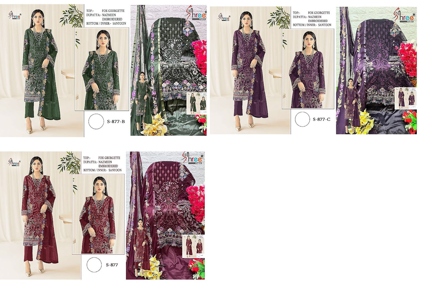 877 Shree Fabs Fox Georgette Pakistani Salwar Suits