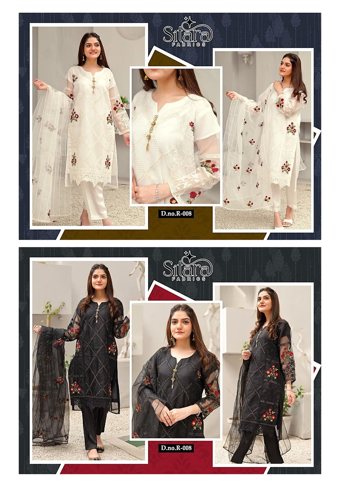 8 Sitara Fabrics Organza Pakistani Readymade Suits