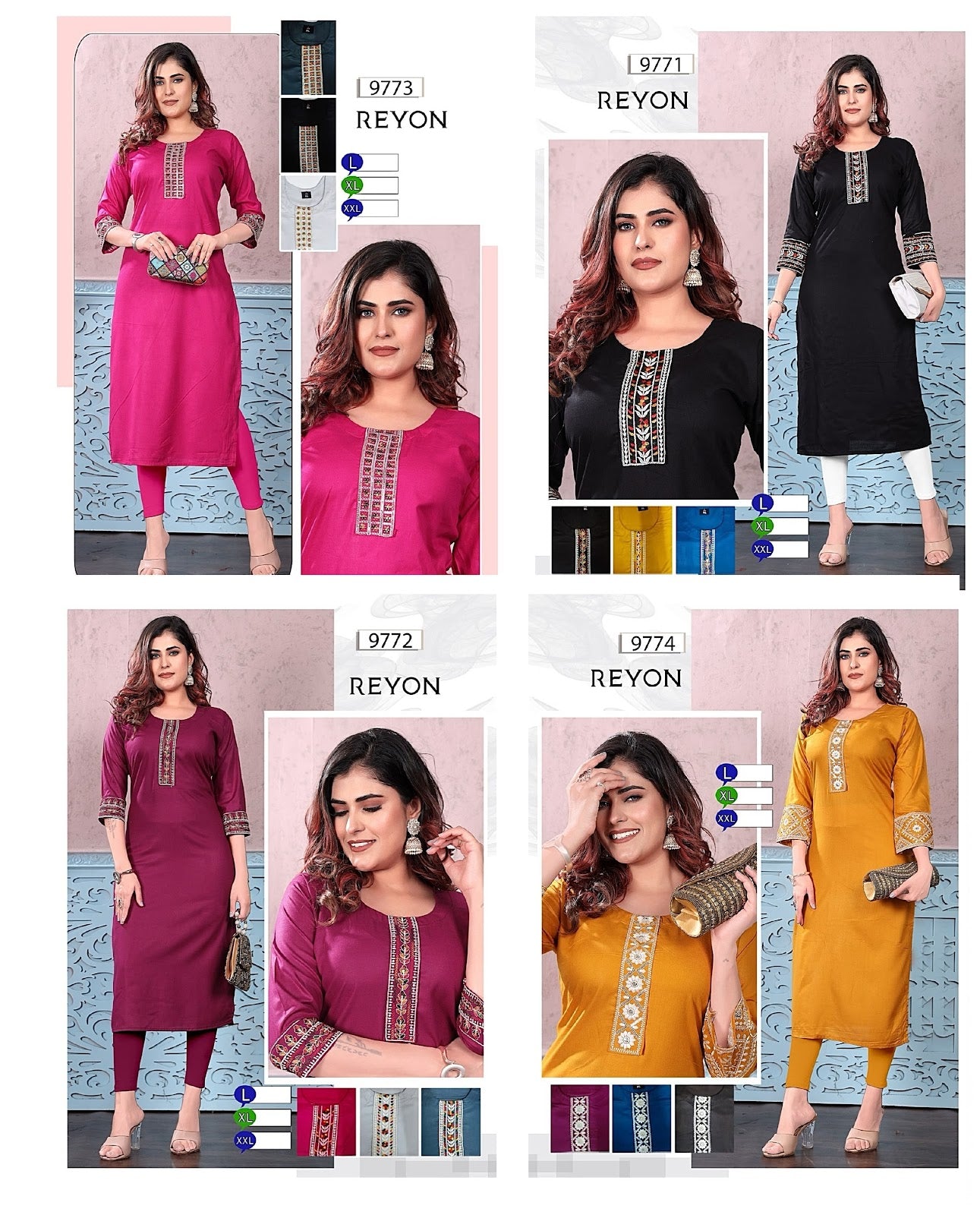 97723 Mmc Rayon Long Straight Kurti
