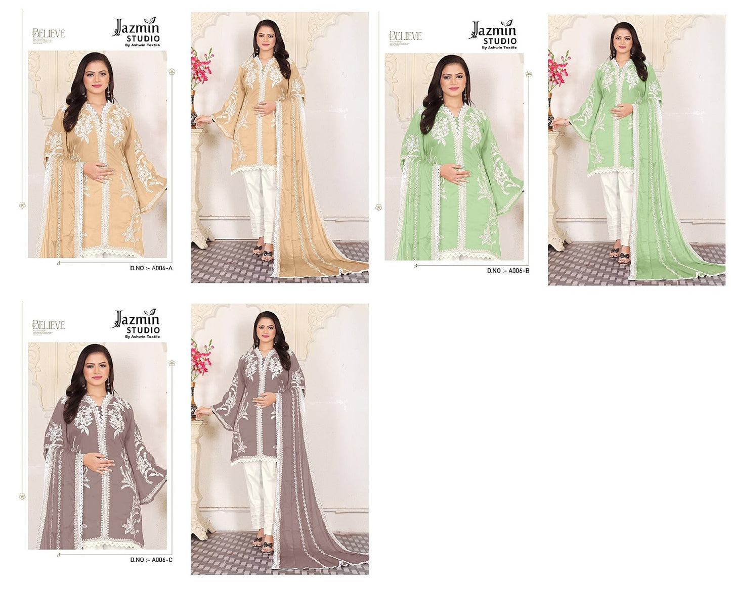 A006 Jazmin Studio Organza Pakistani Readymade Suits