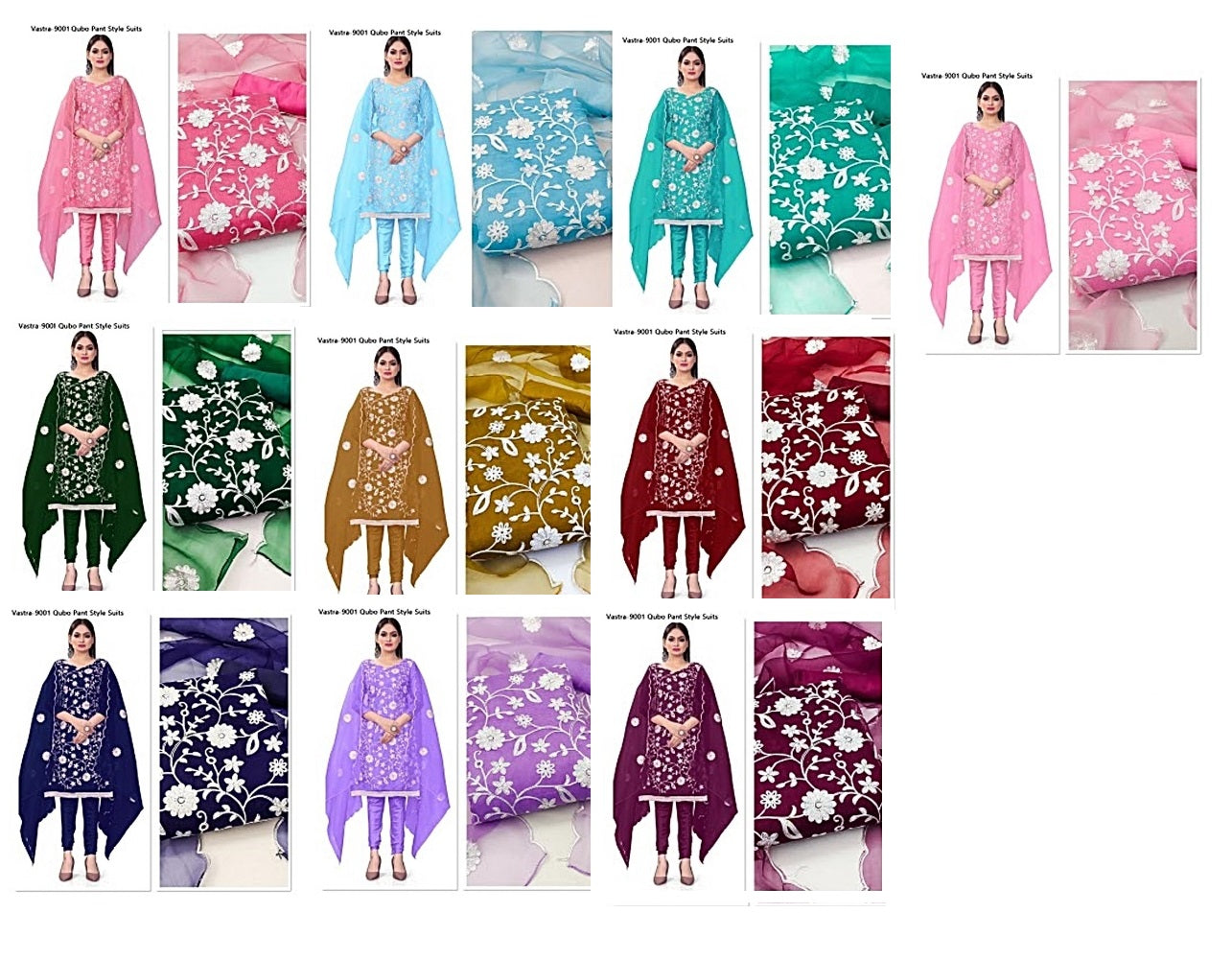 Vastra-9001 Qubo Organza Pant Style Suits
