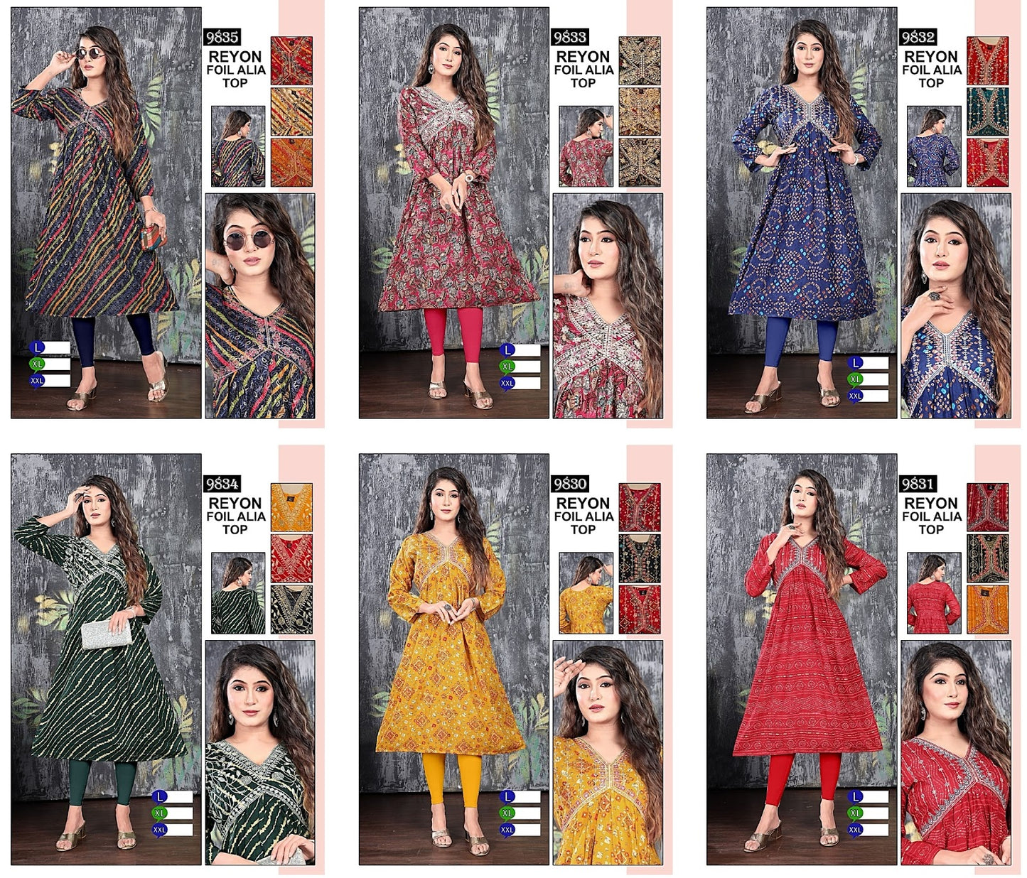 Aaliya Cut-0601 Mmc Rayon Anarkali Kurtis
