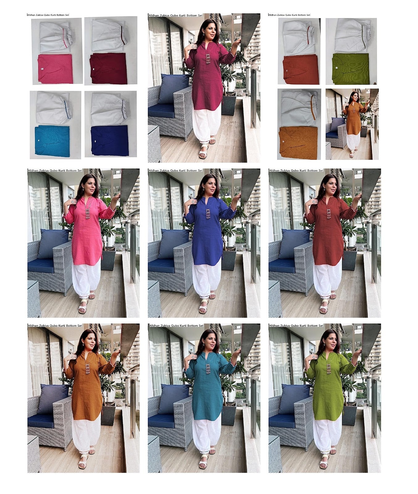 Afdhan Zubiya Qubo Cotton Kurti Bottom Set