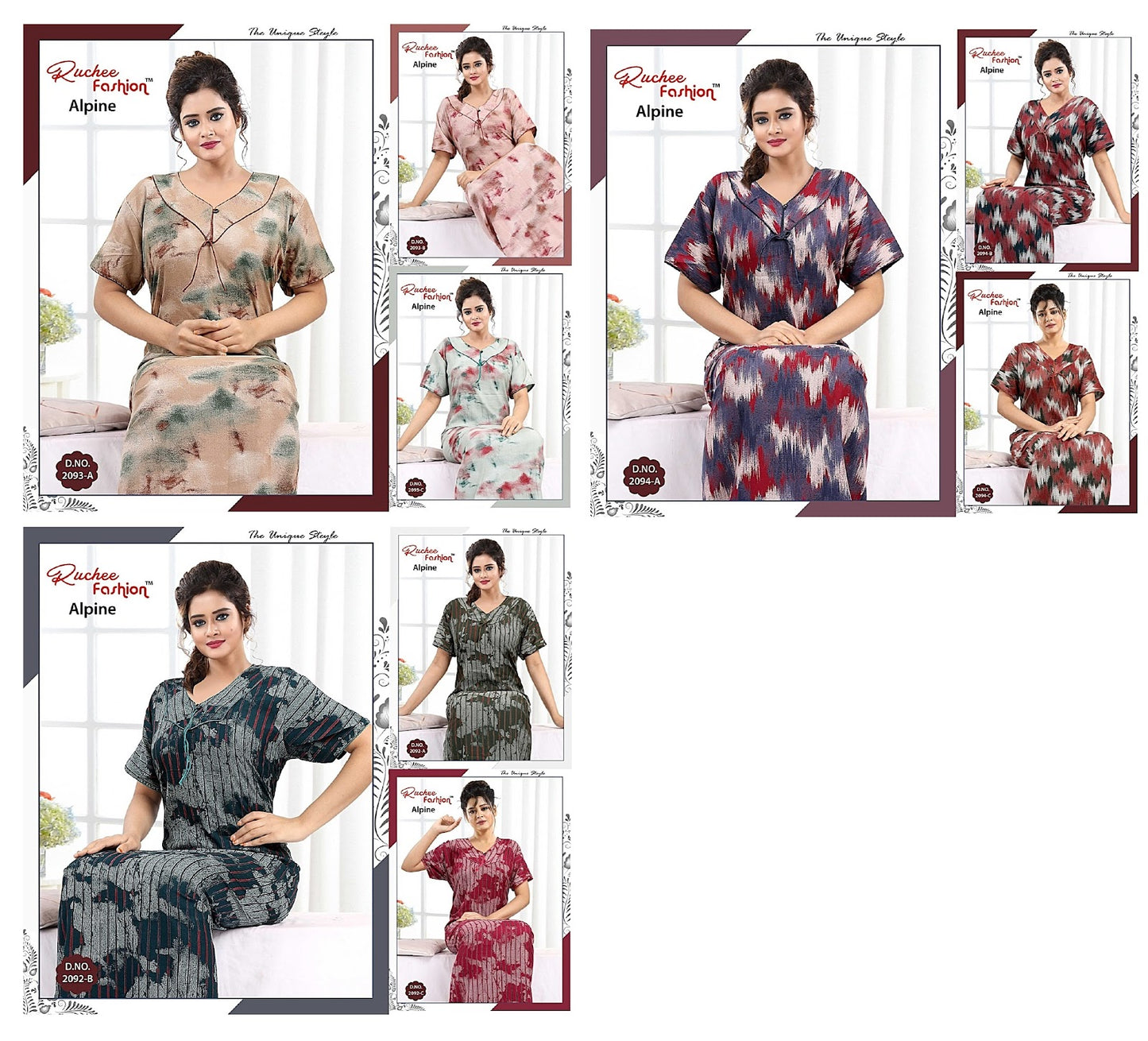 Alpine-1901 Ruchee Fashion Night Gowns