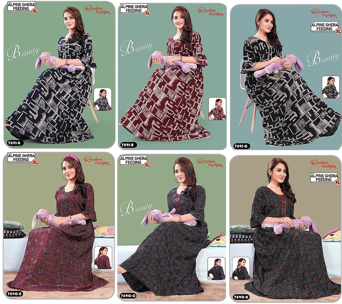 Alpine 1410 Ruchee Fashion Feeding Night Gown