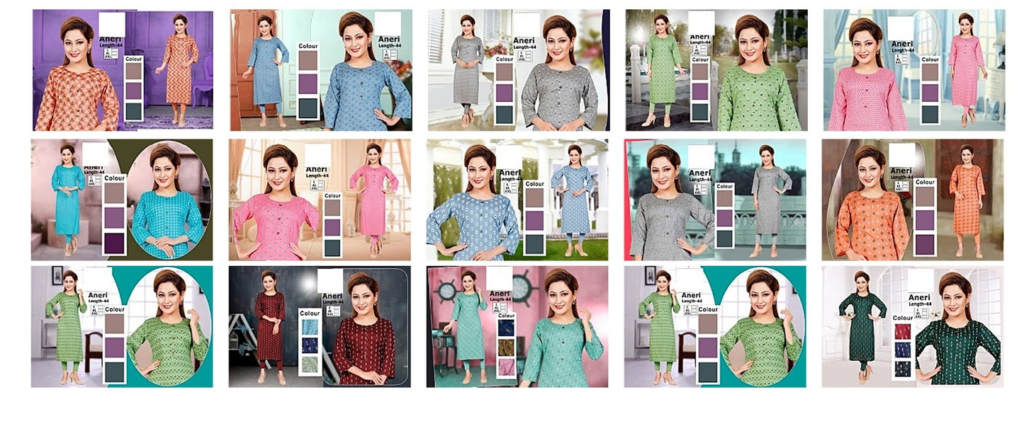 Aneri-B Zoya Rayon Knee Length Kurtis