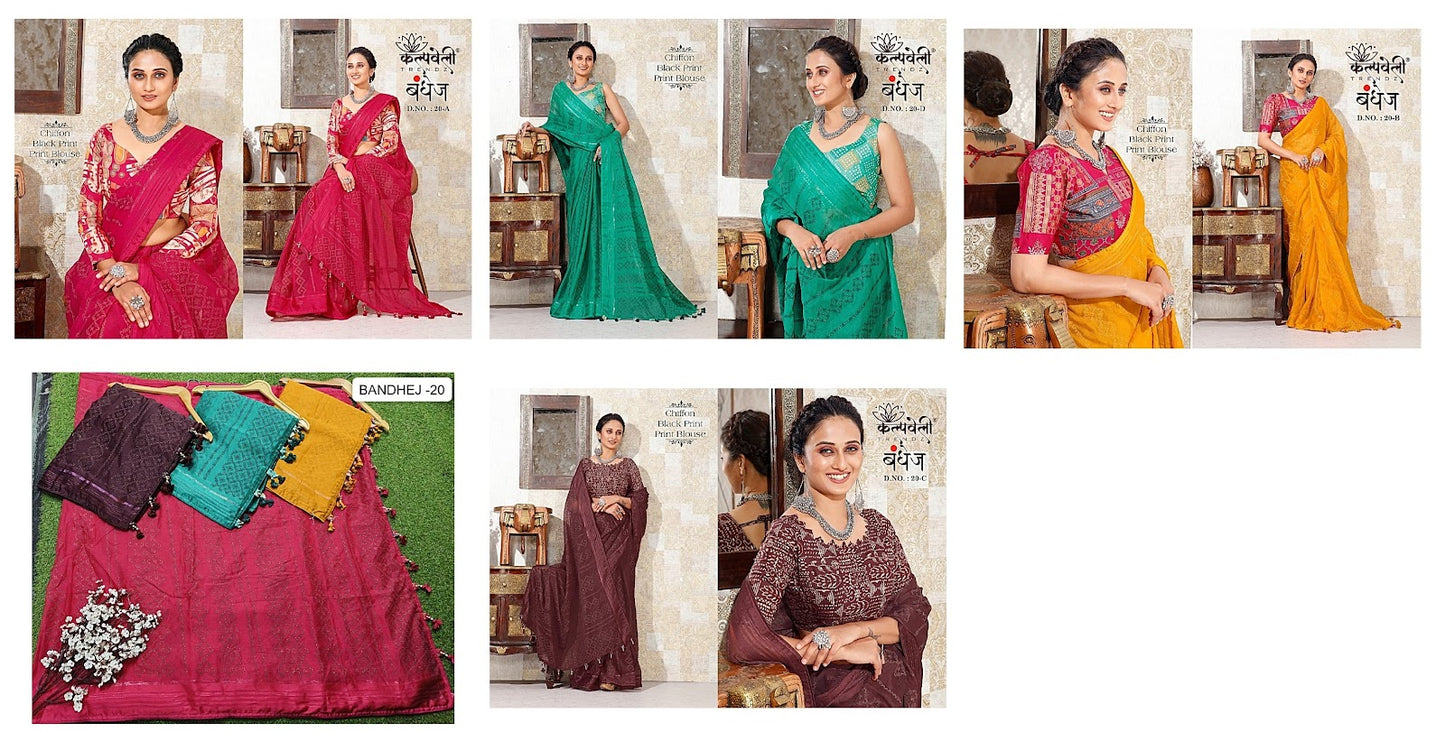 Bandhej-20 Kalpveli Chiffon Sarees