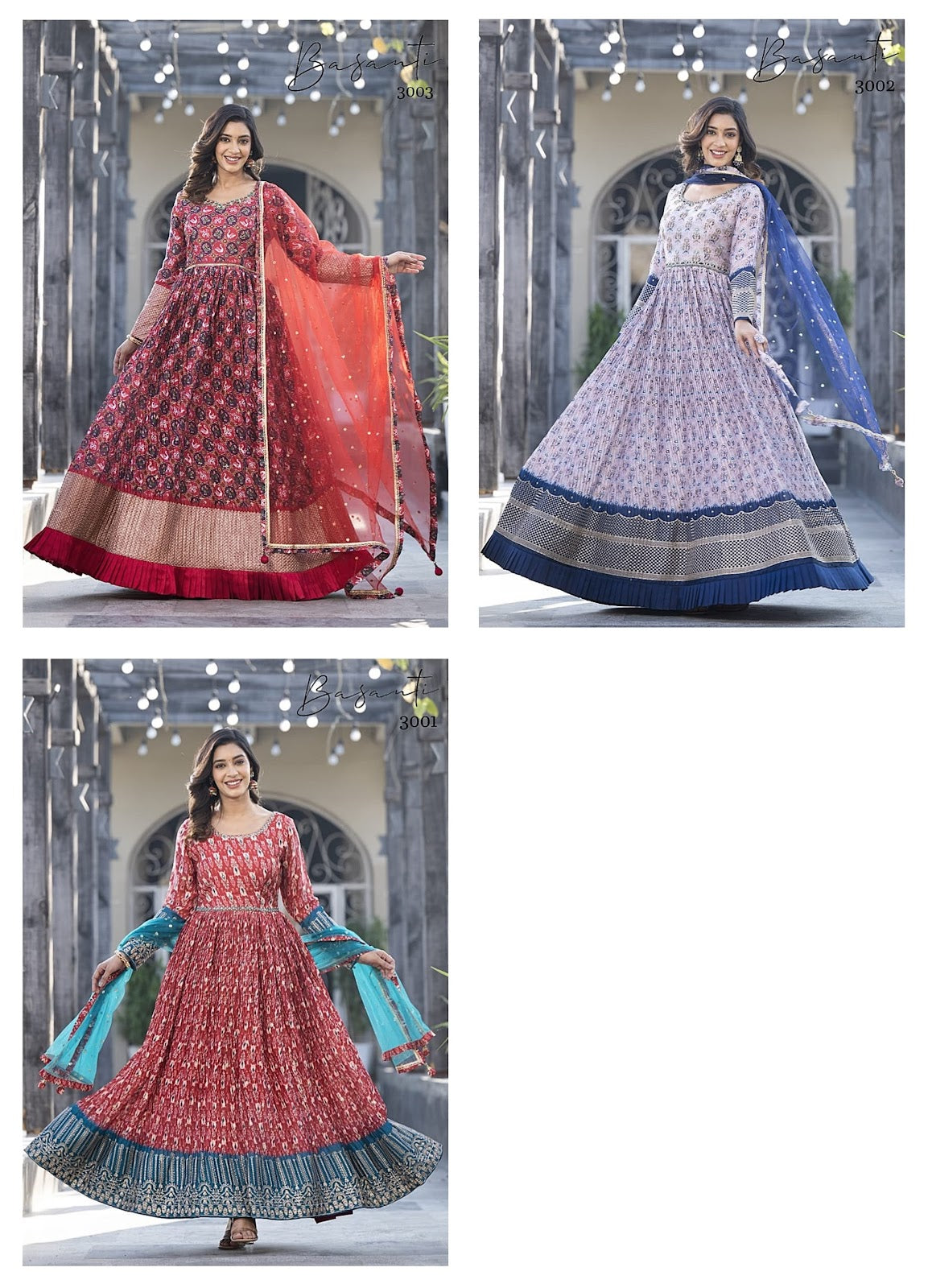 Basanti Vol 3 Virasat Georgette Gown Dupatta Set
