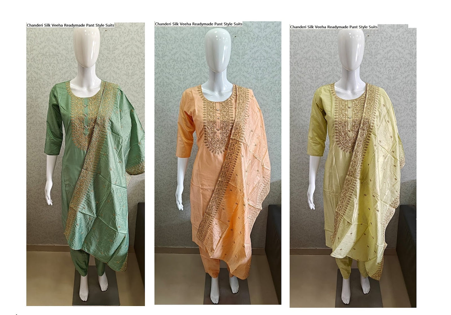 Chanderi Silk Veeha Readymade Pant Style Suits