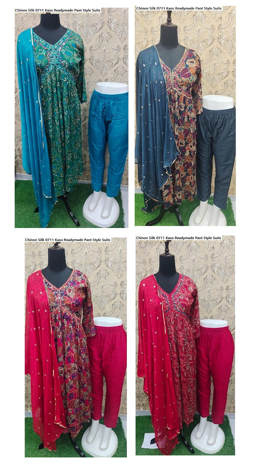 Chinon Silk 0711 Kaso Readymade Pant Style Suits