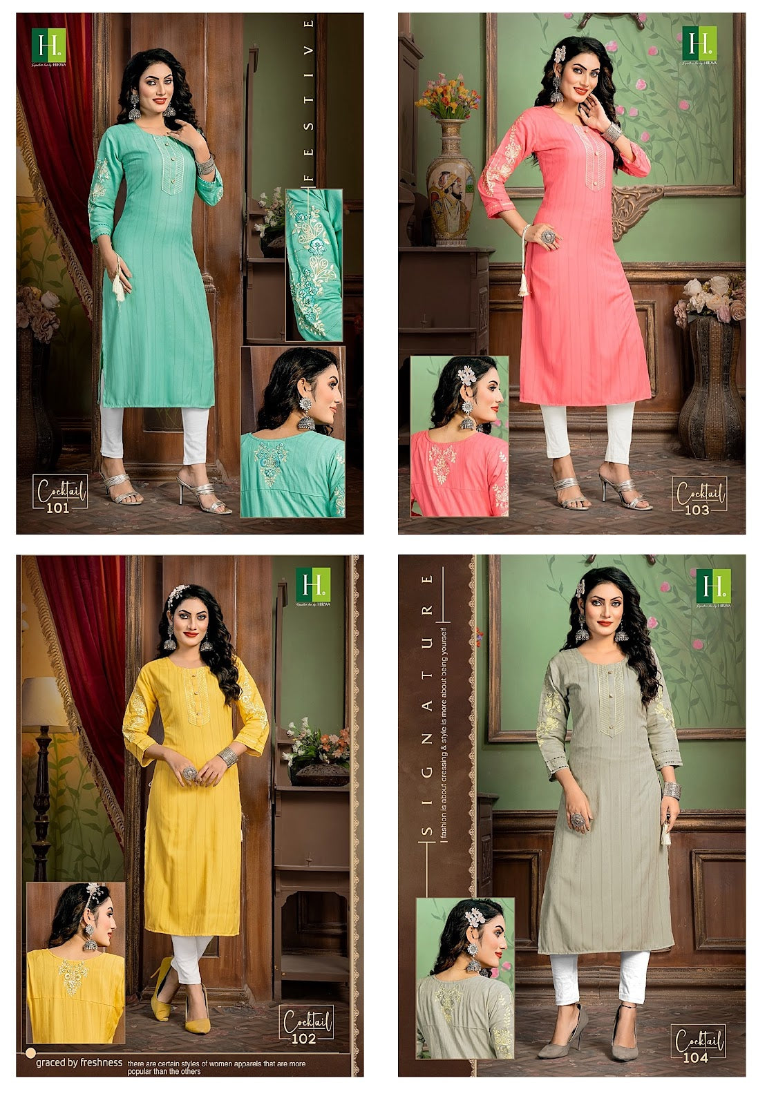 Cocktail H Dot Viscose Rayon Long Straight Kurti