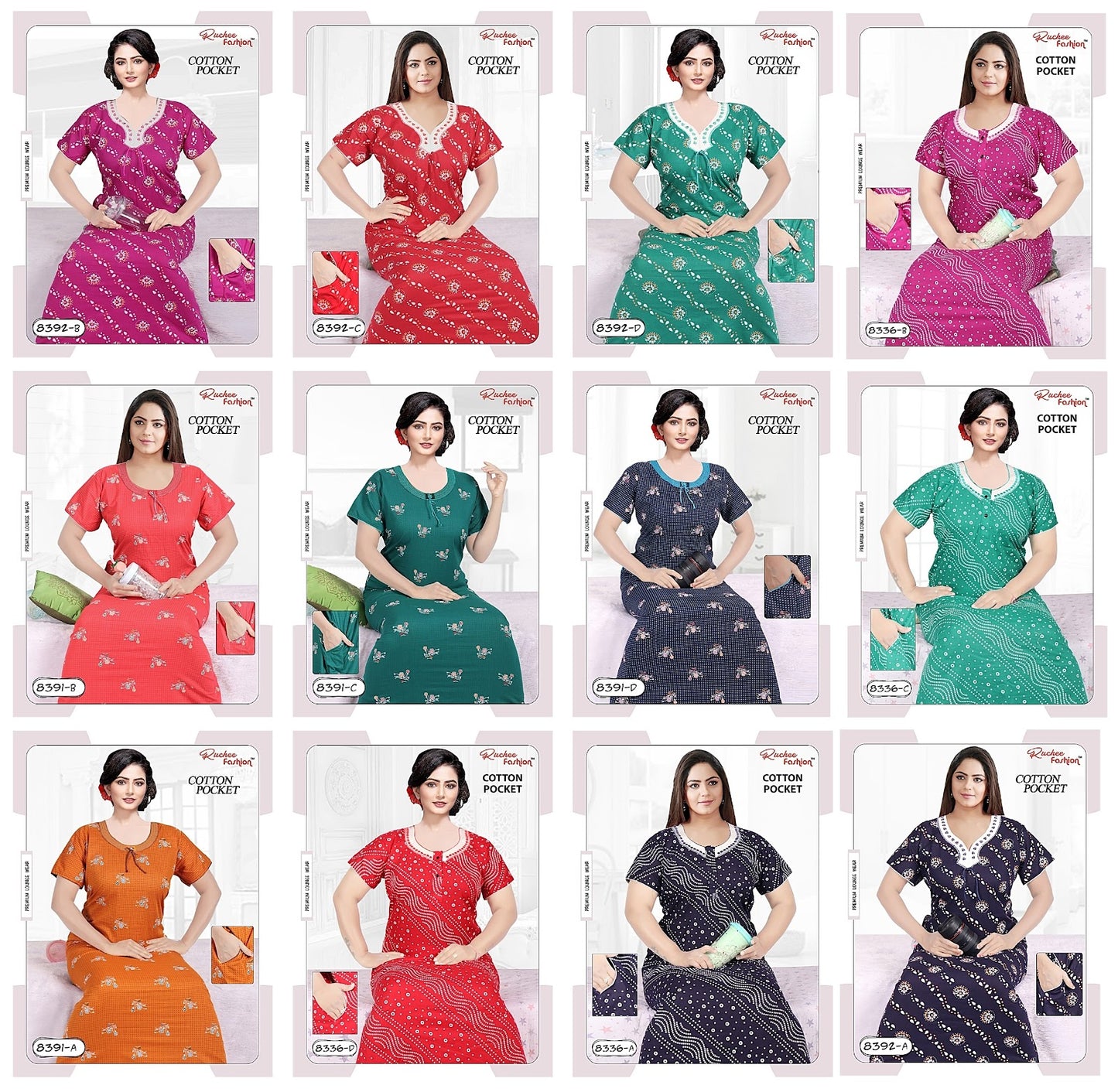Cotton Pocket 2511 Ruchee Fashion Night Gowns