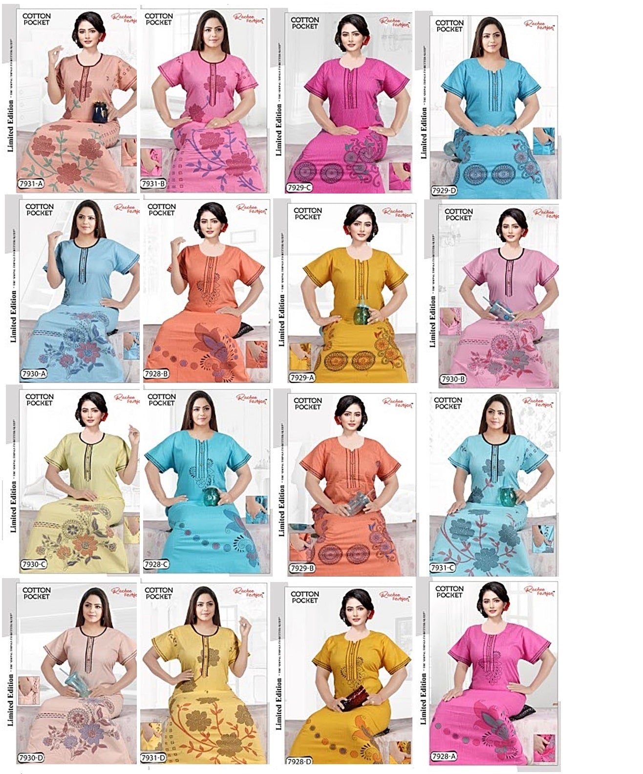 Cotton Pocket A Ruchee Fashion Night Gowns