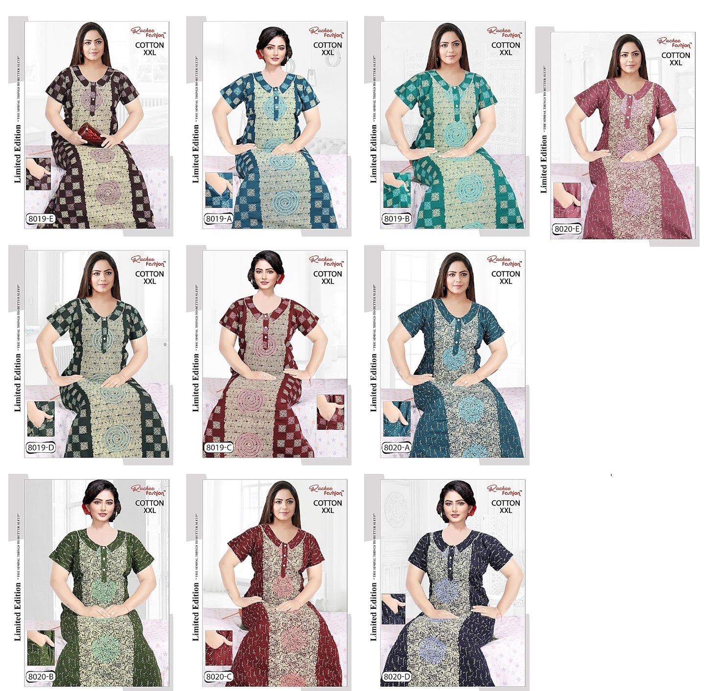 Cotton Pocket C Ruchee Fashion Night Gowns